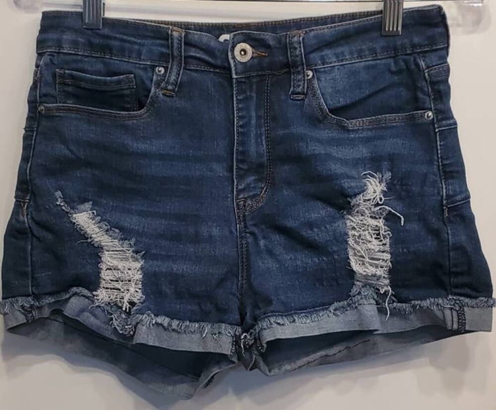 S.O.N.G Distressed Curvy High Rise Shorts